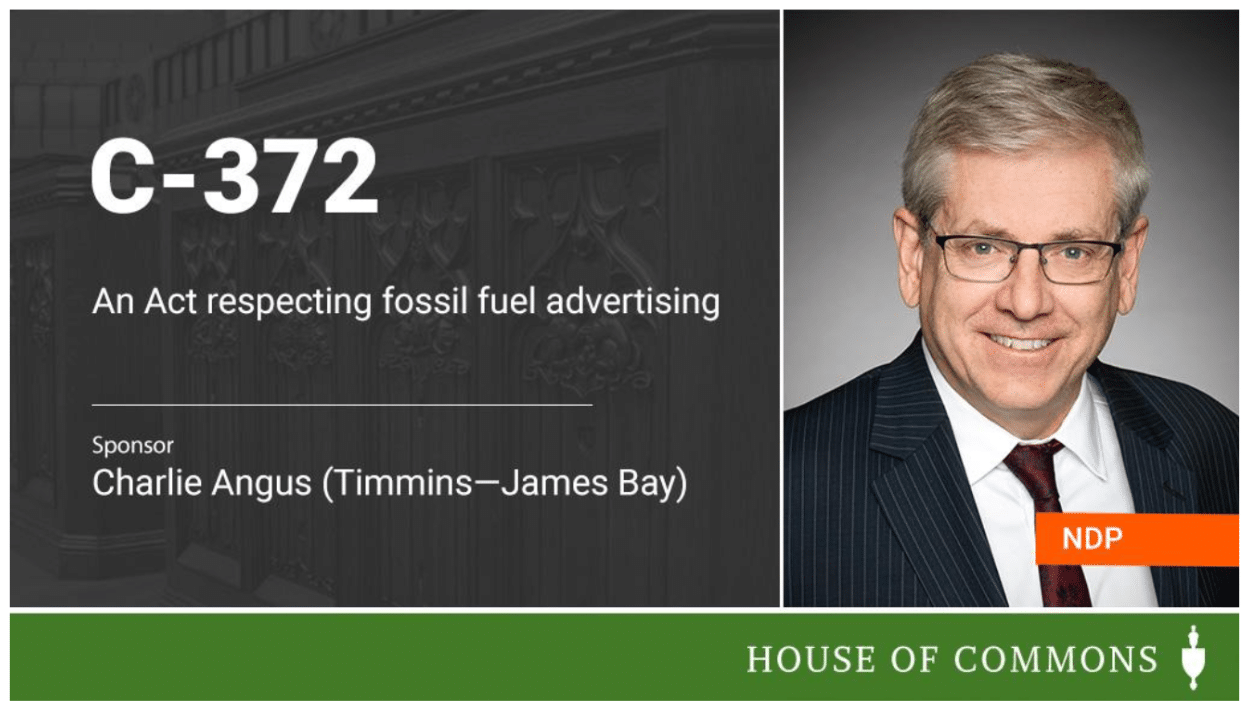 Proyecto de ley de Canadá que respeta los anuncios de combustibles fósiles C-372