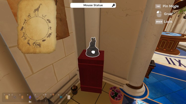 Estatua del ratón en el simulador de escape