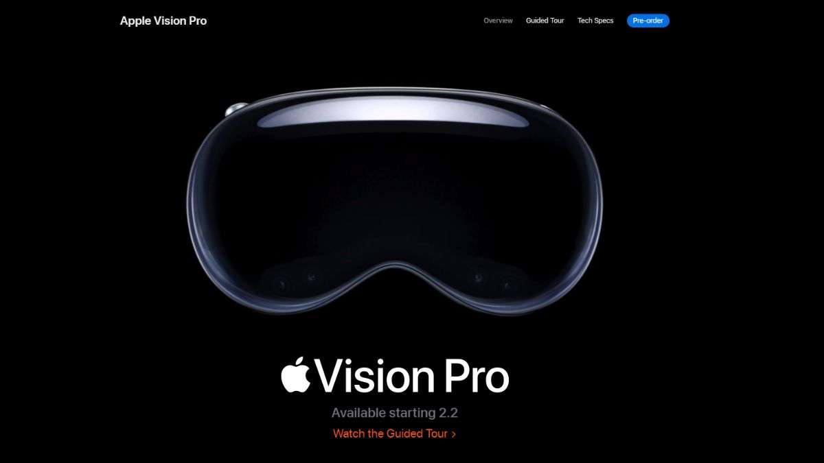 Apple Vision Pro headset combines augmented and virtual realities.