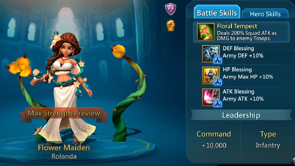 Battle-vaardigheden van Flower Maiden