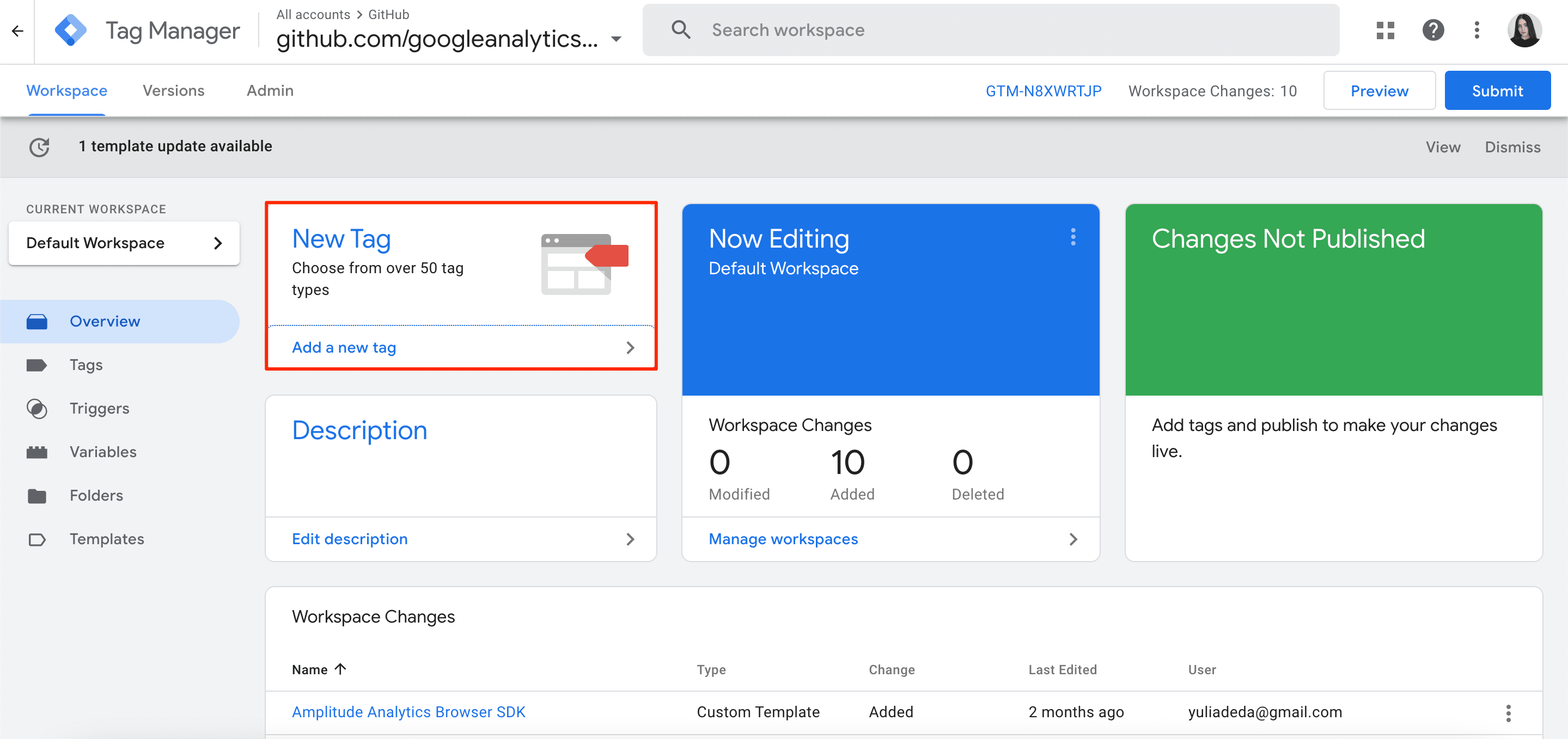 Nieuwe Google-tag toevoegen