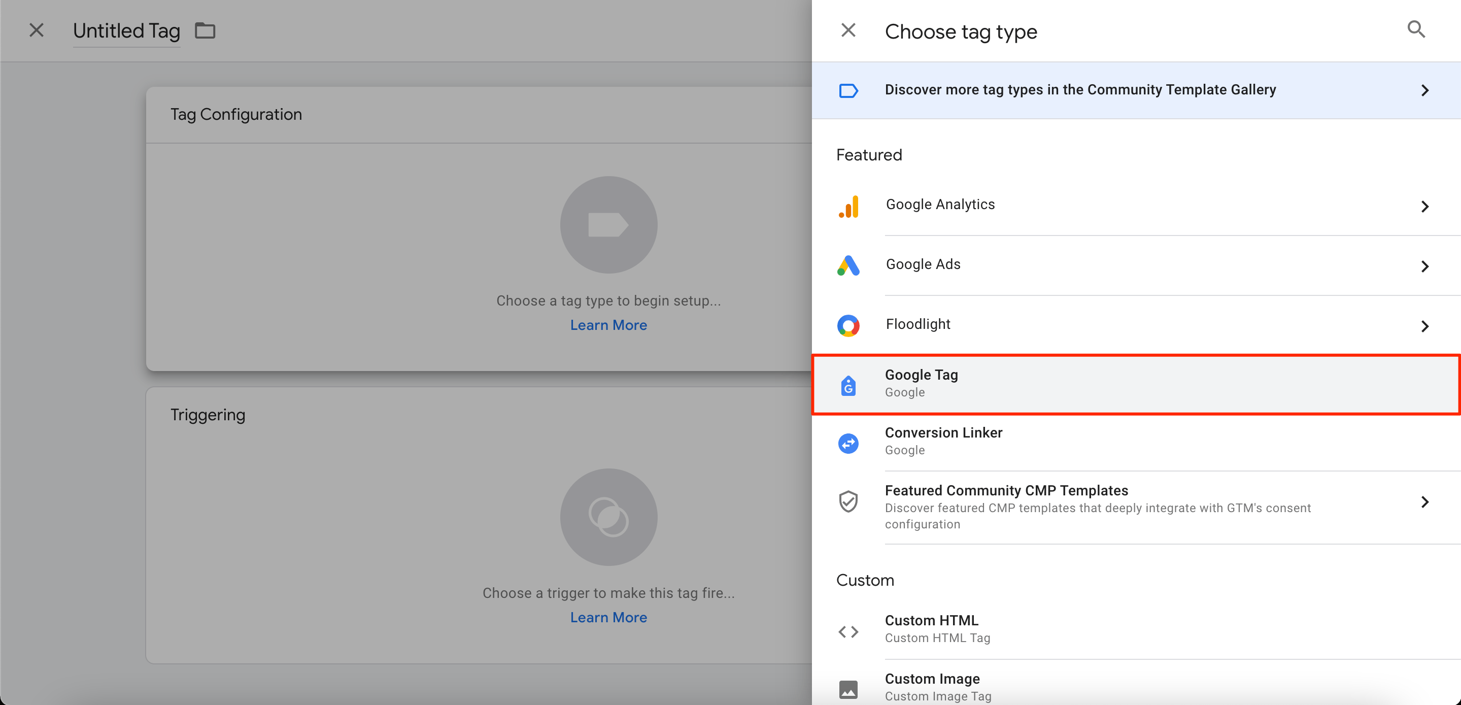 Configuration des balises Google