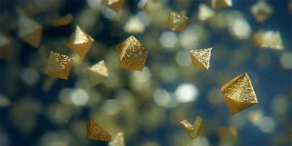 Gouden nanokristallen gesuspendeerd in een waterbuffer