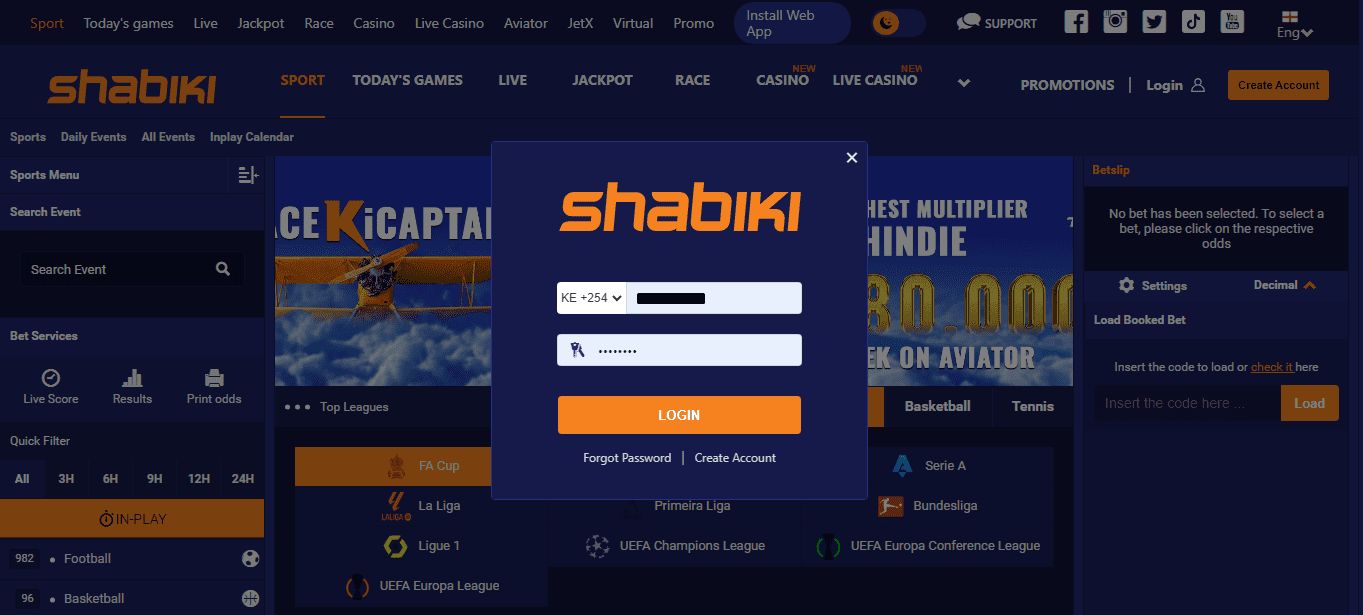 đăng nhập shabiki