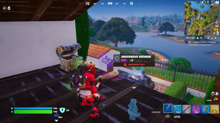 A player finding Shockwave Grenades in a chest in Fortnite Battle Royale