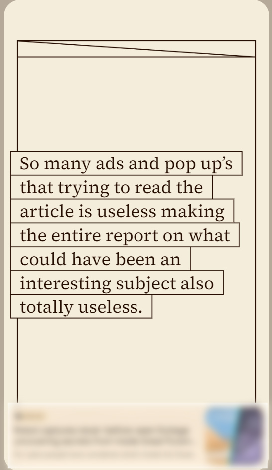 Google Note complaining about aggressive ads