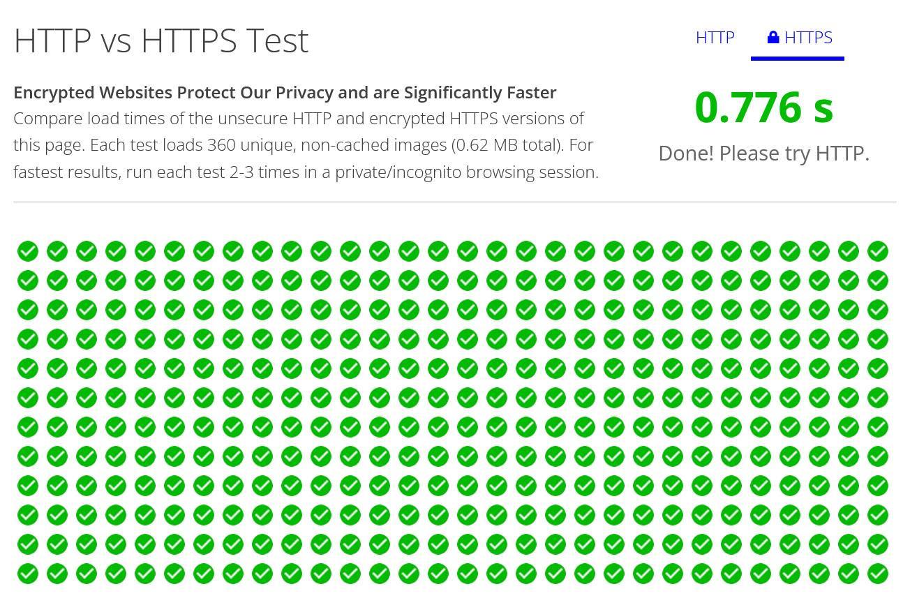 HTTP versus HTTPS-test