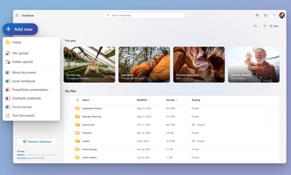 OneDrive neues Dateiformat