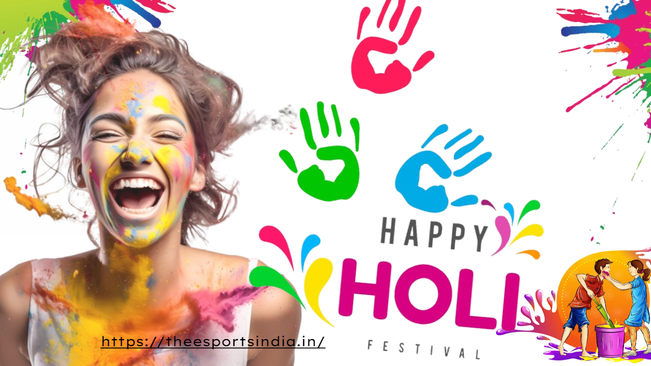 A Woman coated in colorful paint, smiling with happiness! -Happy Holi!