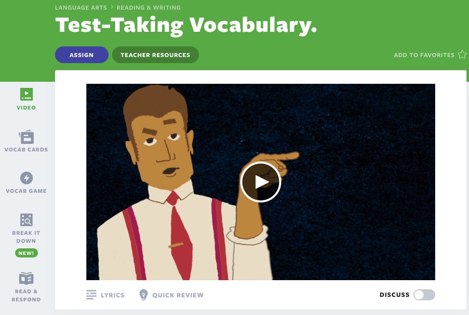 Lección en video sobre vocabulario para tomar exámenes