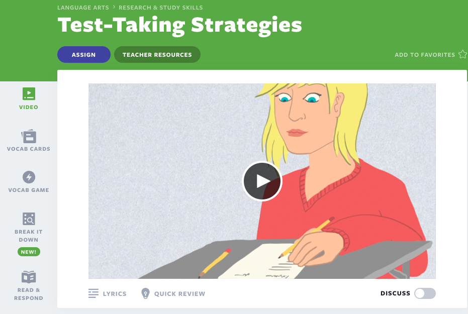 Lección en video sobre estrategias para tomar exámenes