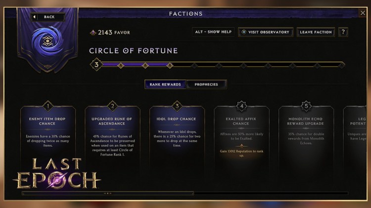 Circle Of Fortune Last Epoch
