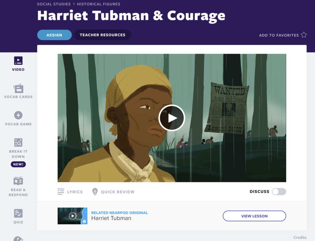 Harriet Tubman & Courage hakkında tarihteki ünlü kadınlar video dersi