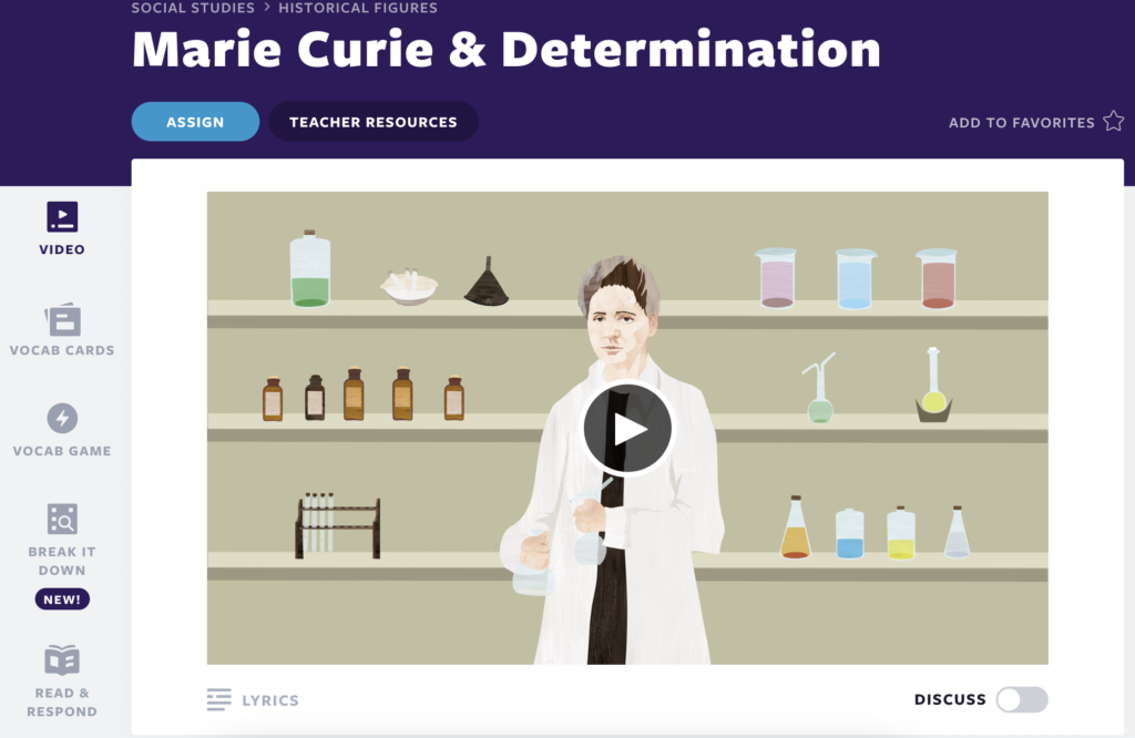 Lección del Mes de la Historia de la Mujer Marie Curie y Determinación