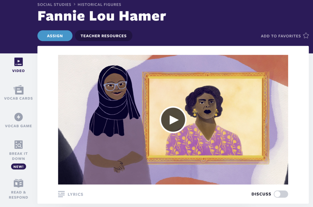 Tarih dersinde Fannie Lou Hamer ünlü kadınlar