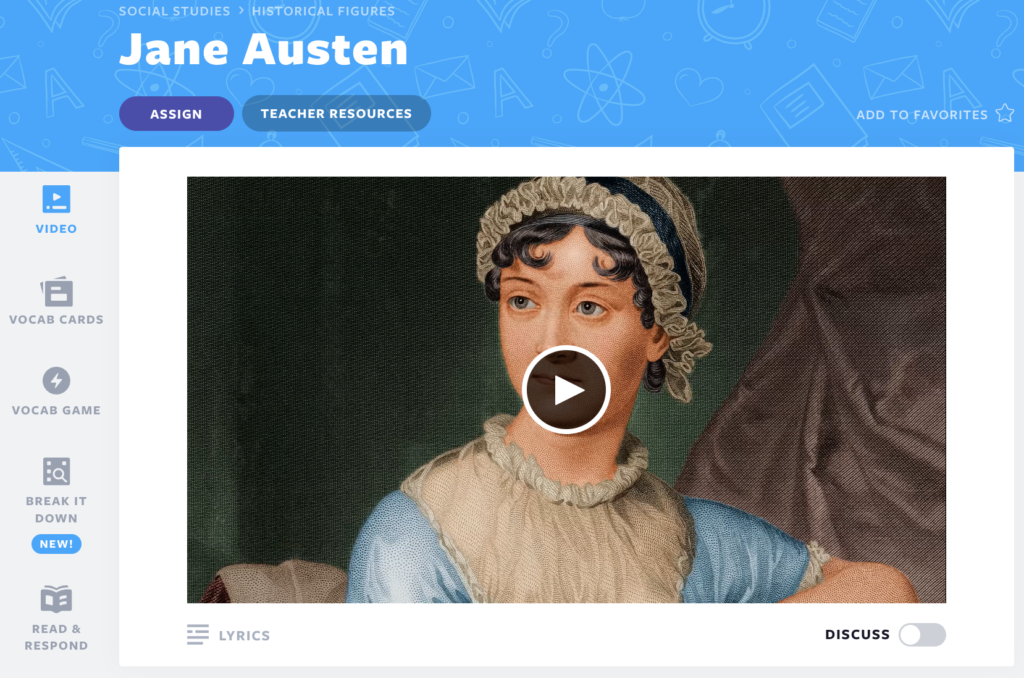 Video gốc của Jane Austen Nearpod