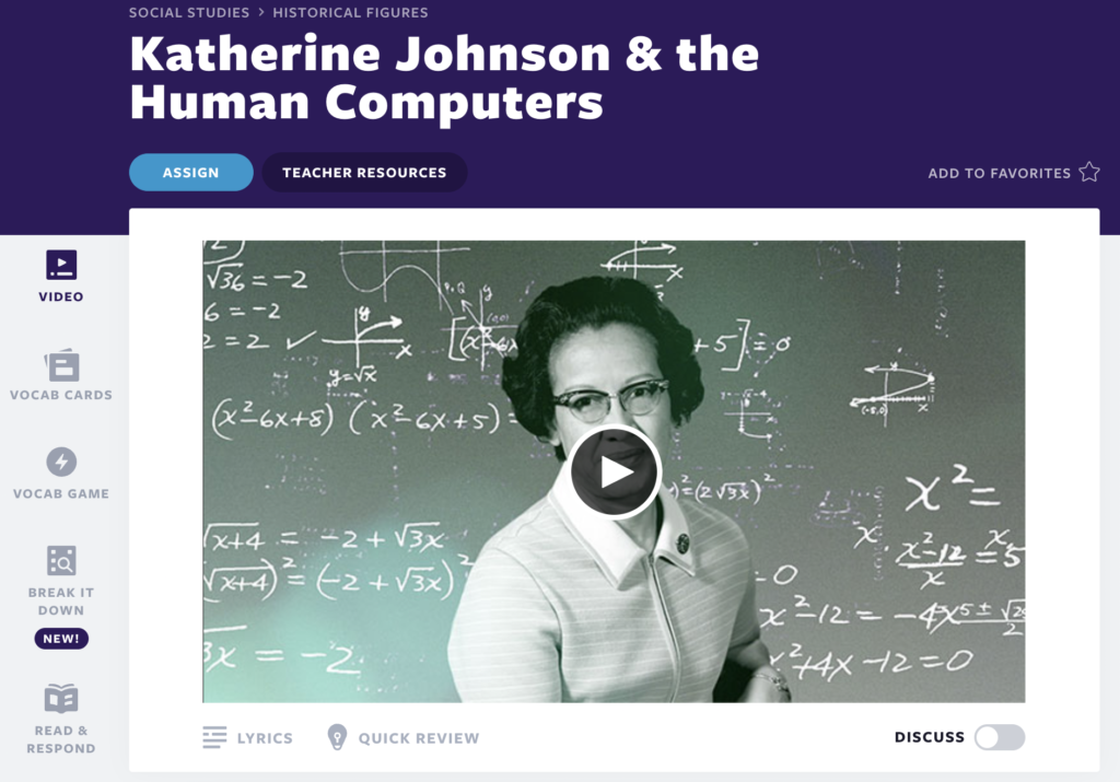 Katherine Johnson & the Human Computers berömda kvinnor i vetenskap lektion