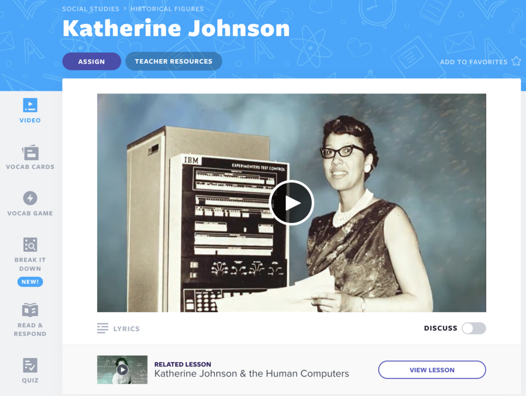 Katherine Johnson Nearpod Originele video