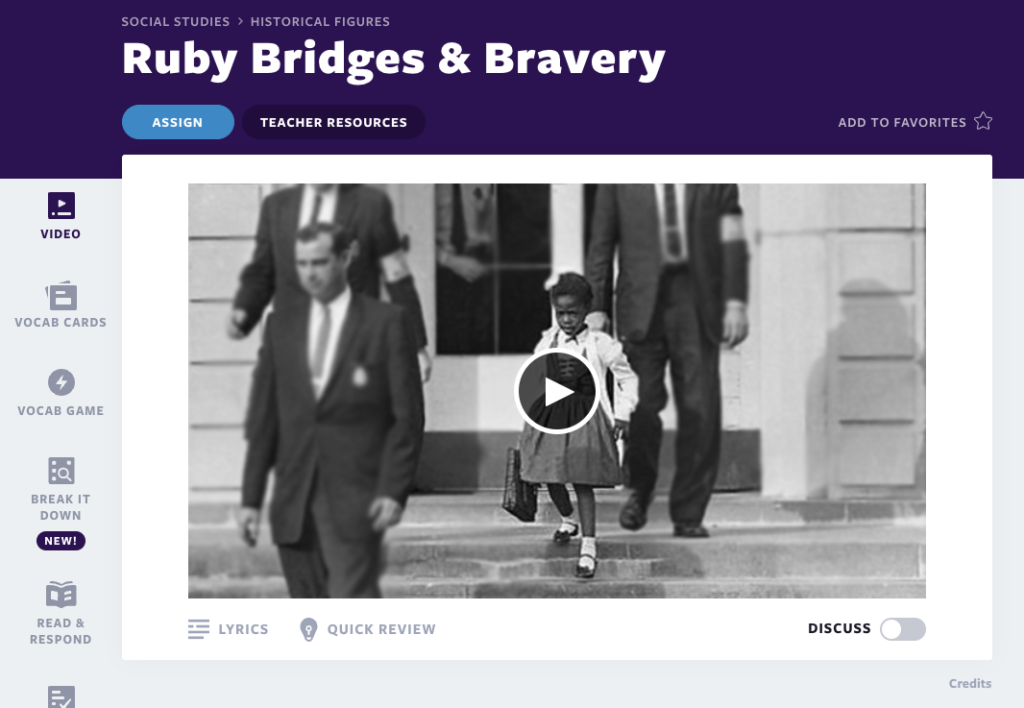 Ruby Bridges & Bravery videoles