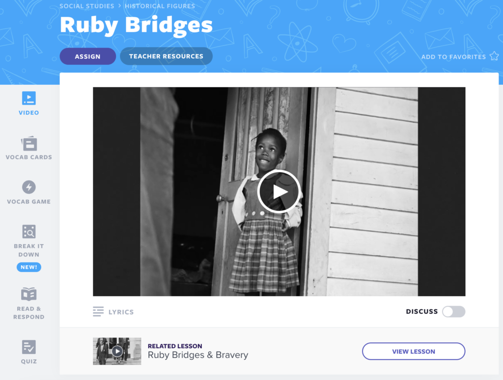 Ruby Bridges Nearpod オリジナルビデオ