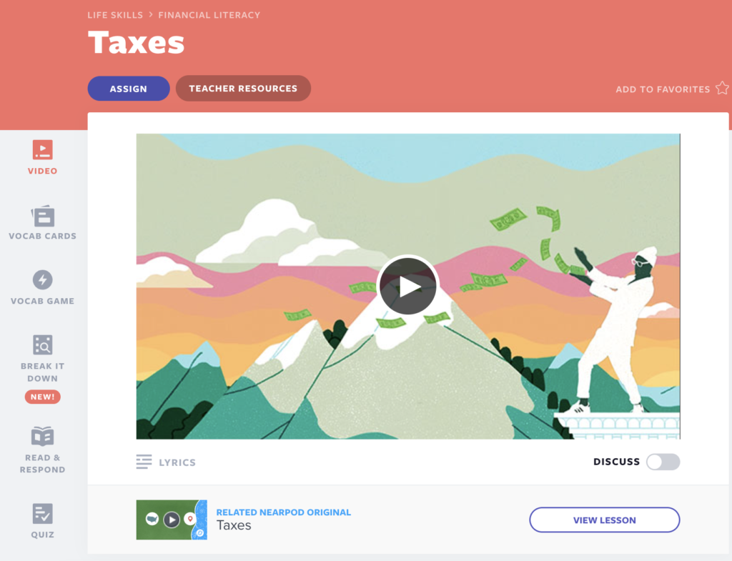 Video lección sobre Impuestos flocabularios