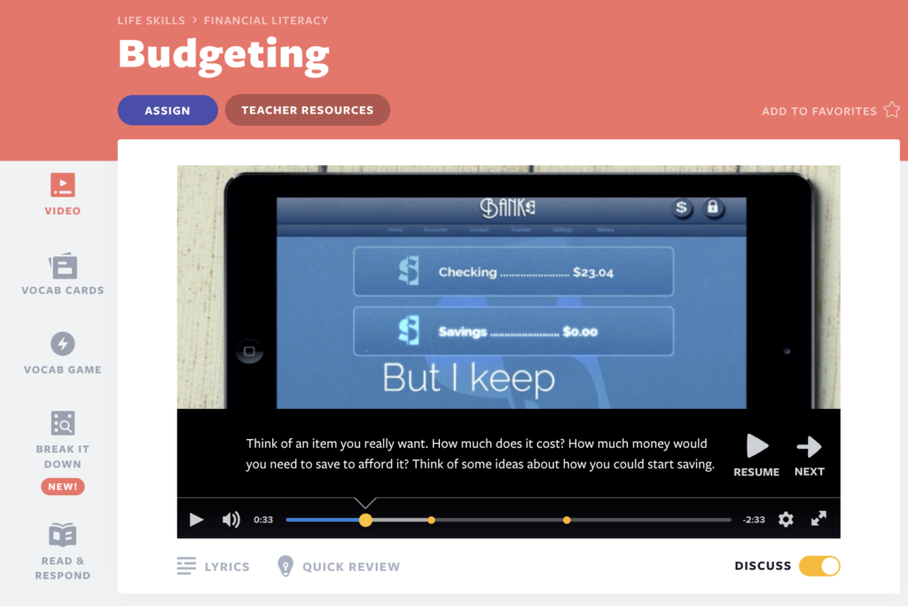 Lección en video sobre cómo presupuestar con el modo Discutir