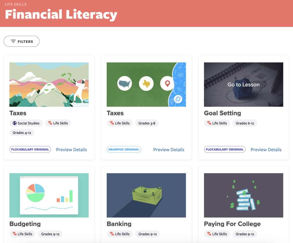 Financial literacy lessons on Flocabulary
