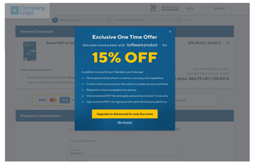 Saas-upsell-example-of-upsseling-dispaly-option-in-cart-interstitial-2checkout