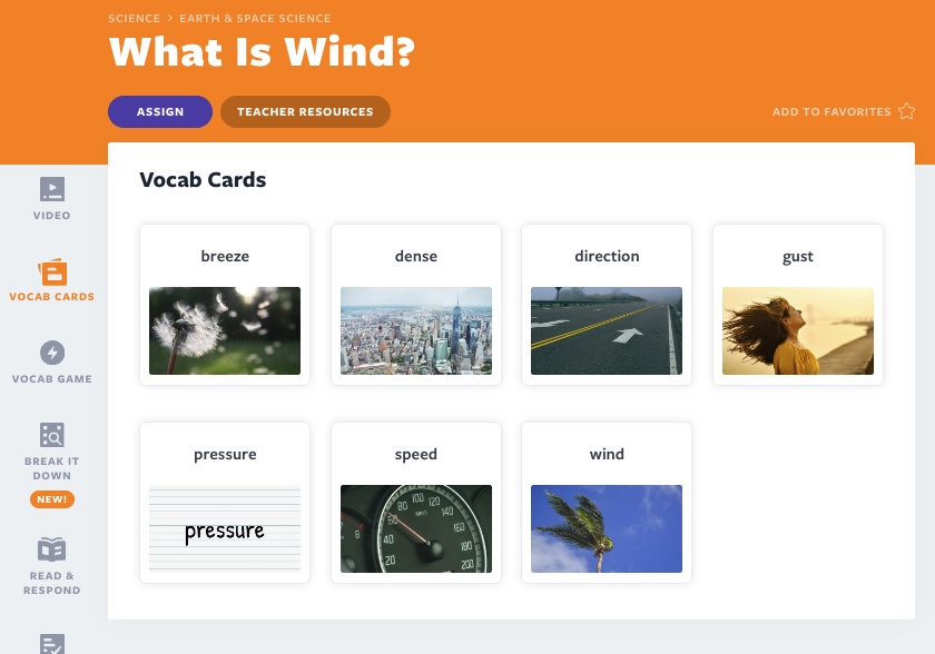Що таке Wind Vocab Cards