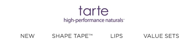 email header examples, Tarte