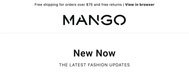 exemplos de cabeçalho de e-mail, Mango