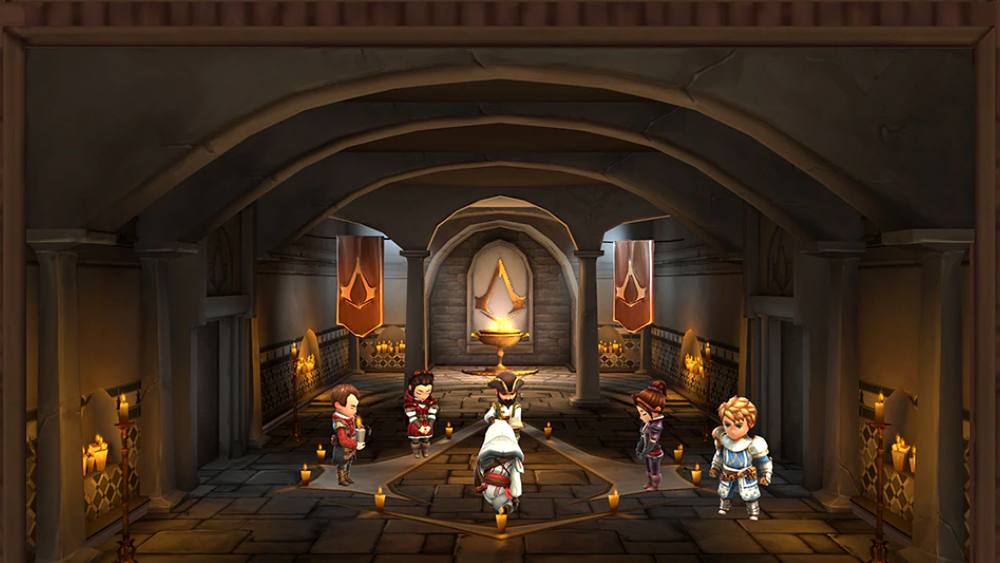 Chibi-Charaktere aus Assassin's Creed Rebellion