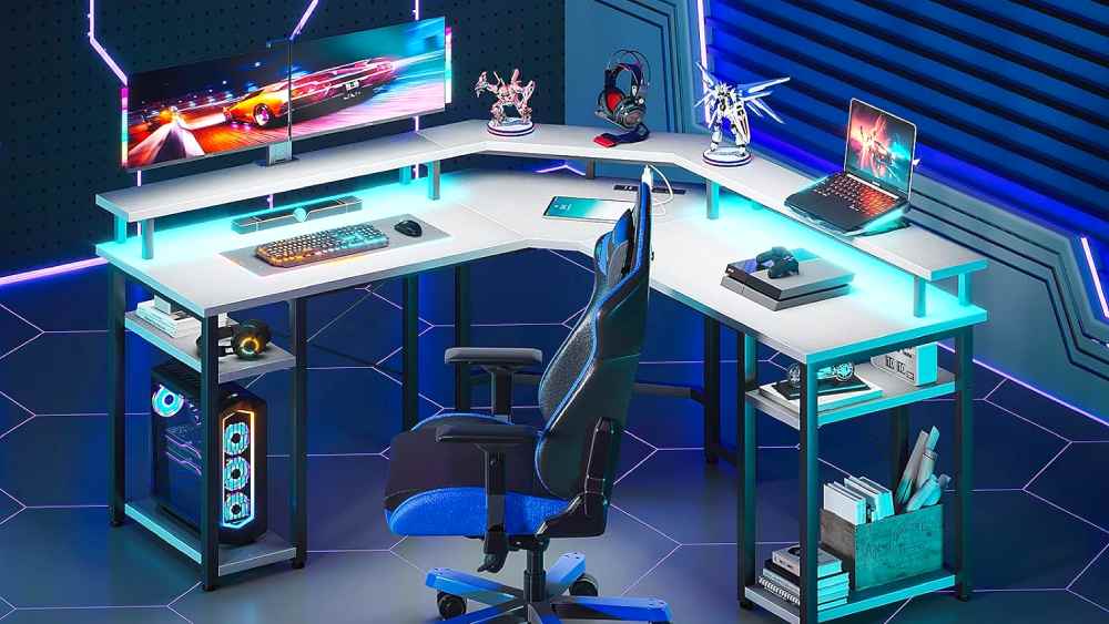 Coleshome L-förmiger Gaming-Schreibtisch