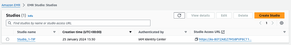 IAM Identity Center enabled EMR Studio