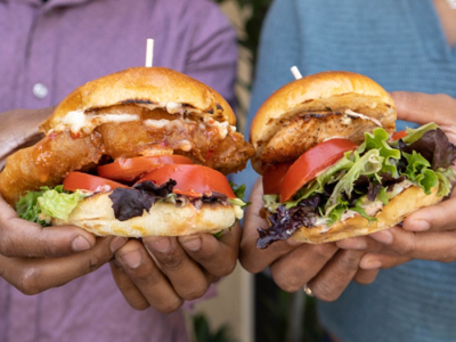 burgers at a California Fish Grill fundraiser