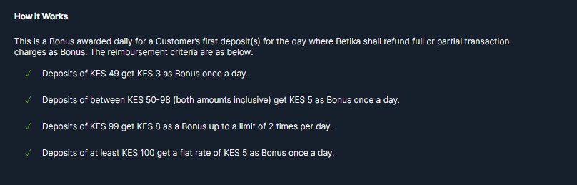 Deposit bonus on Betika
