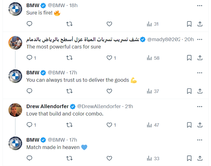BMWs Interaktion mit Followern