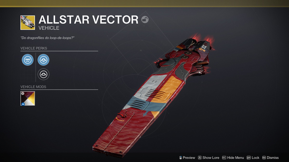 De Allstar Vector hoverboard-skimmer in Destiny 2