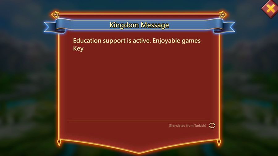 Exemple de message du Royaume en turc