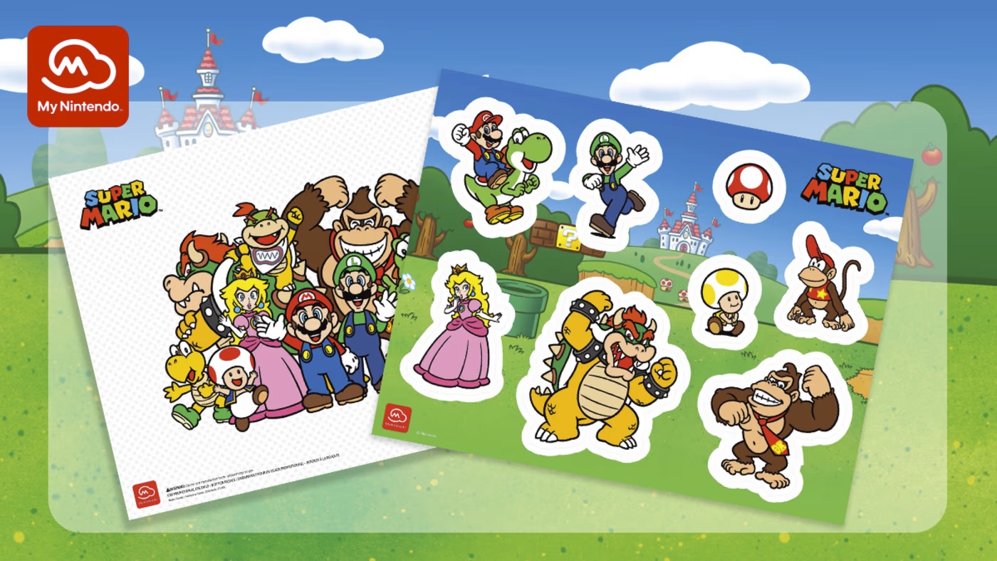 ورقة الملصقات الخاصة بتقنية Nintendo Mario