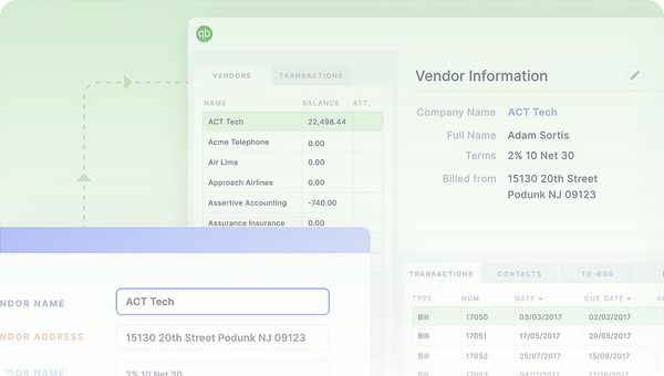 Sincronize informações de fornecedores de faturas automaticamente em QuickBooks