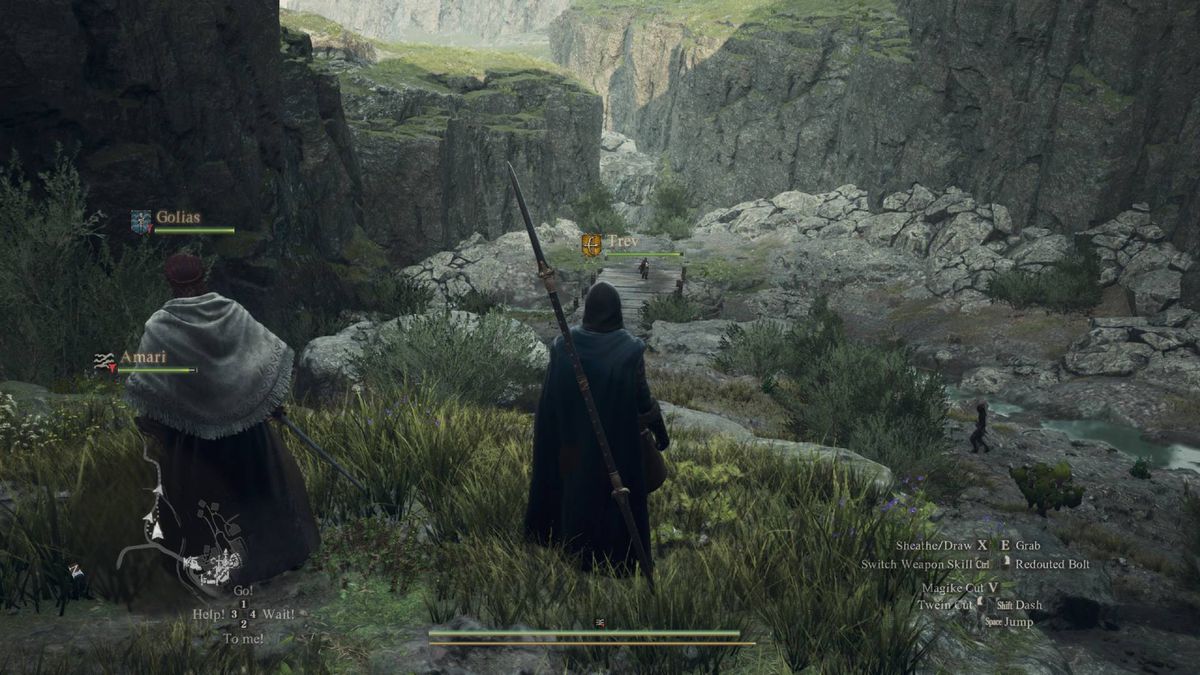 The Arisen looks out over a dried up ravine in Dragon’s Dogma 2