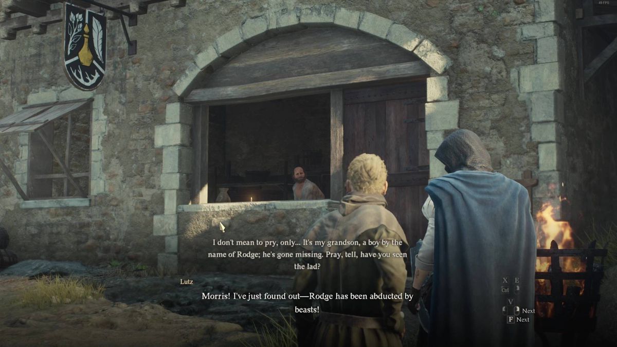 Morris, a shop keep, calls out to Lutz in Dragon’s Dogma 2