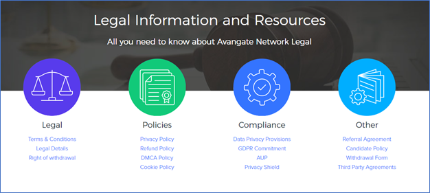 顧客やパートナーが必要とするすべての法的およびコンプライアンス問題に関する簡単に見つけられる情報を掲載した専用ページを提供します。