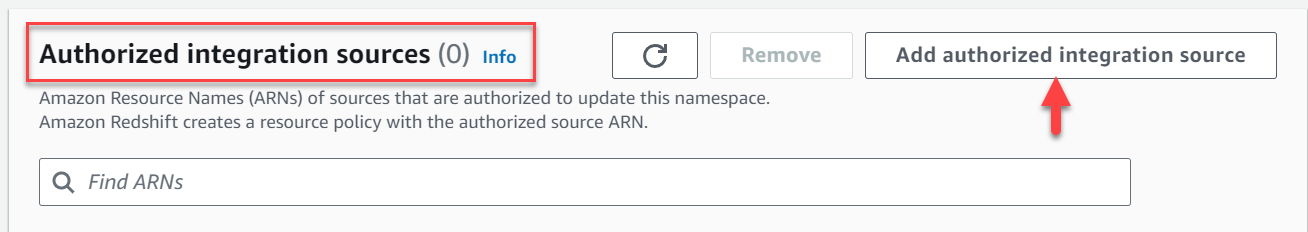 Agregue una fuente de integración autorizada a la pestaña Configuración de la instancia de base de datos zero-etl-source-rms