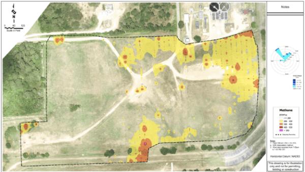 Carte thermique de détection de méthane par drone