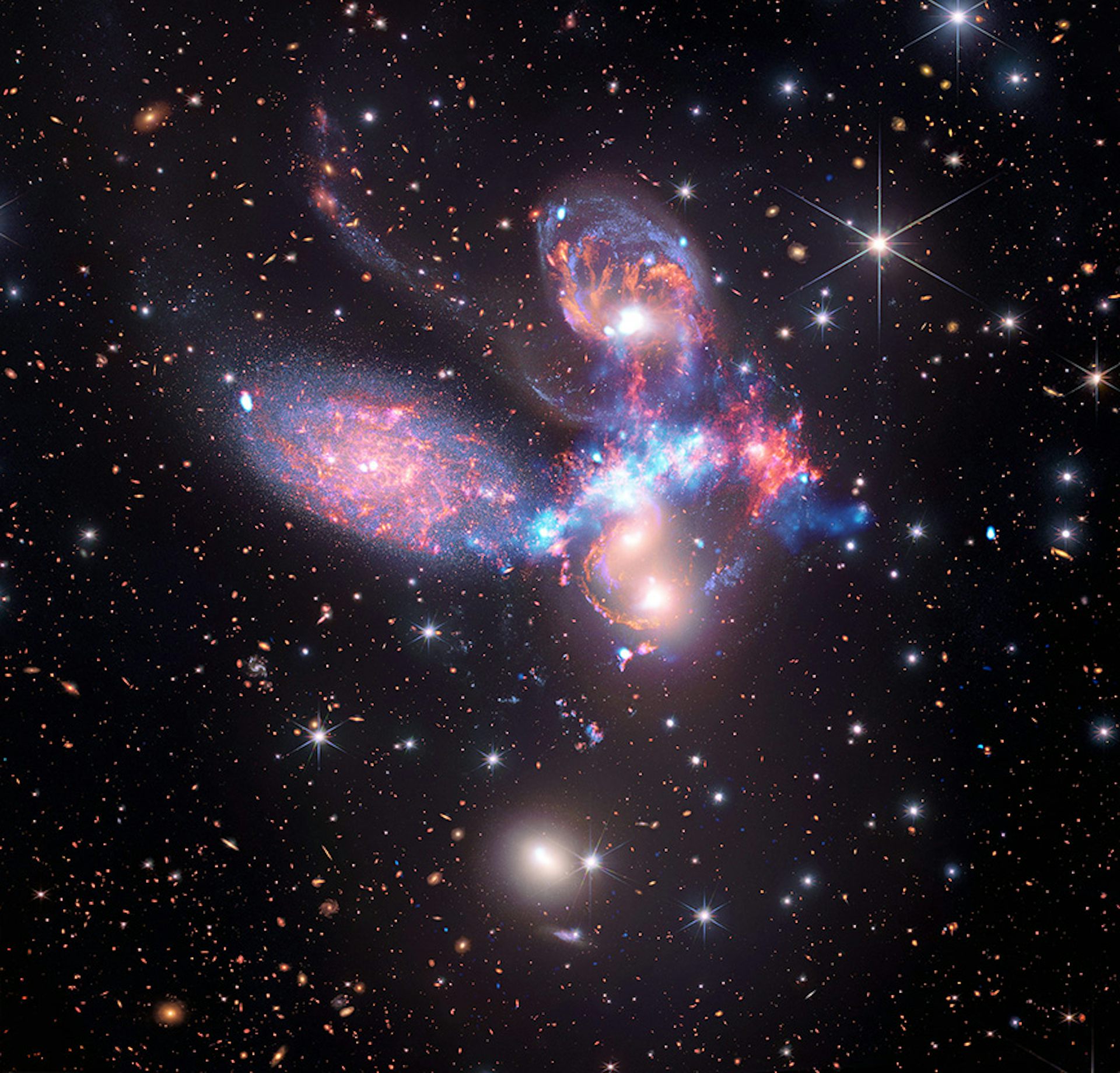 De fyra galaxerna i Stephans kvintett.