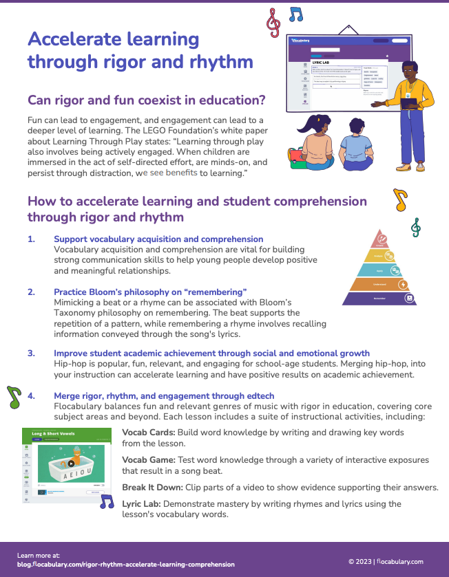Accelerate learning through rigor and rhythm one-pager