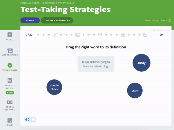 Joc de vocabular despre strategiile de susținere a testelor pentru rigoare în educație