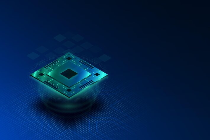 Realistischer Mikrochip-Prozessor-Hintergrund